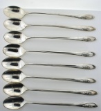 Set of 8 Towle “Sculptured Rose” Sterling Silver Iced Tea Spoons