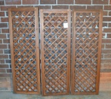 3-Panel Folding Wooden Trellis Screen