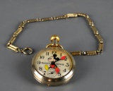 Vintage Bradley Mickey Mouse Pocket Watch w/ Chain