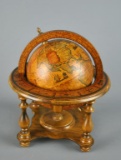 Small Wooden Old World Decorative Globe, Made In Italy
