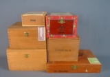 Lot of 6 Vintage Wooden Cigar Boxes