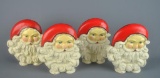 Set of 4 Vintage Painted Santa Cast Iron Doorstops