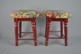Pair of Miniature Stools w/ Tapestry Seats