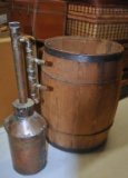 Old Wooden Slat Barrel & A Copper Still Part