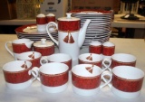 Lot of HallMark Red & White Dishes As Shown