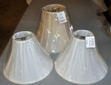 Pair of Small Cream Colored Lamp Shades & a Medium Tan Colored Shade, New In Packages