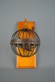 Antique Wrought Iron Whale Oil Ship Lantern Mounted on Wood Plaque