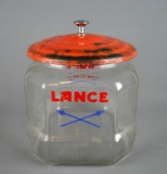 Vintage Lance Cracker Jar, Red Metal Lid