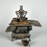 Antique American Toy Wood Stove w/ Parts