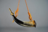 Vintage Powder Horn w/ Leather Carrying Strap
