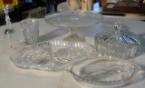 Lot of Clear Pressed Glass Items