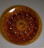 Vintage Amber Pressed Glass Egg Plate