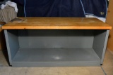 Shop Work Bench Counter with Wood Top and Metal Base w/ Storage
