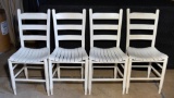 Lot of 4 Painted White Painted Wood Ladderback Chairs