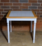 White Wooden Kitchen Table with White Tile Top