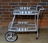Vintage White Meadowcraft Wrought Iron Tea Cart