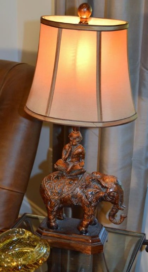 Campaign Style Elephant & Monkey Table Lamp