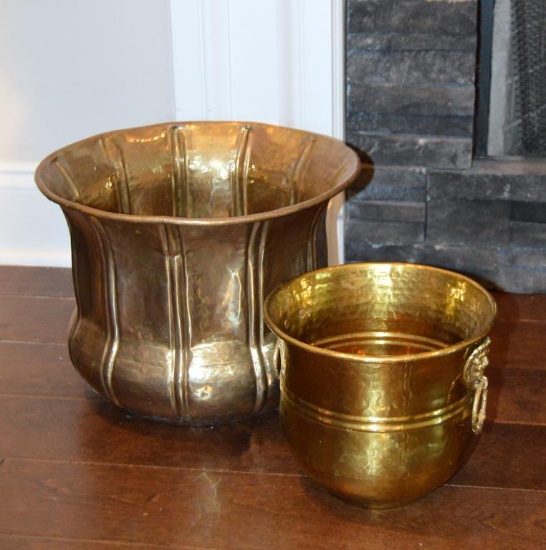 Two Bronze/ Brass Cache Pot/ Planter