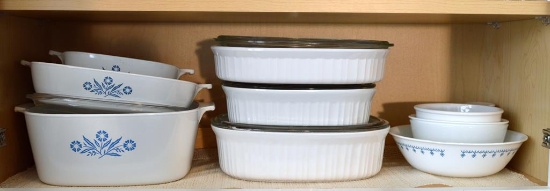 Large Lot of Corningware: Cornflower, French White, and Others