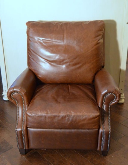 Pottery Barn Leather Recliner, Nailhead Trim