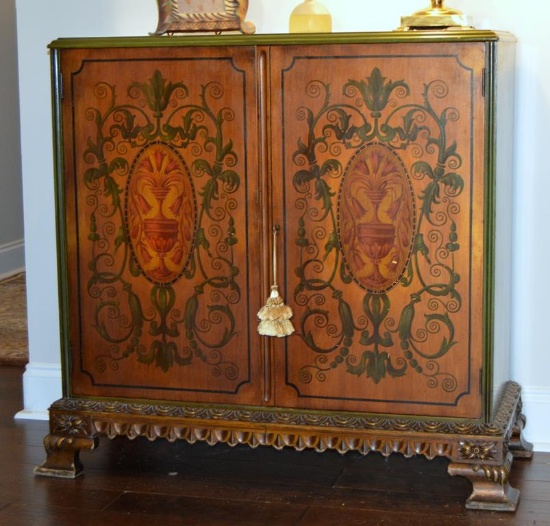 Renaissance Style Painted Hall Commode / Console Cabinet