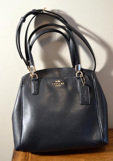 Gently Used Navy Leather Coach Handbag