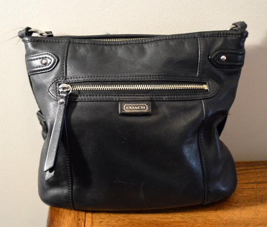 Gently Used Black Leather Coach Shoulder Bag