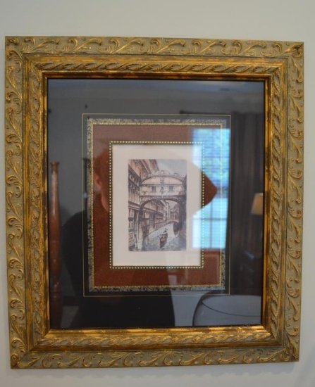 Pair of Framed Decorator Art Prints, Venetian Scenes