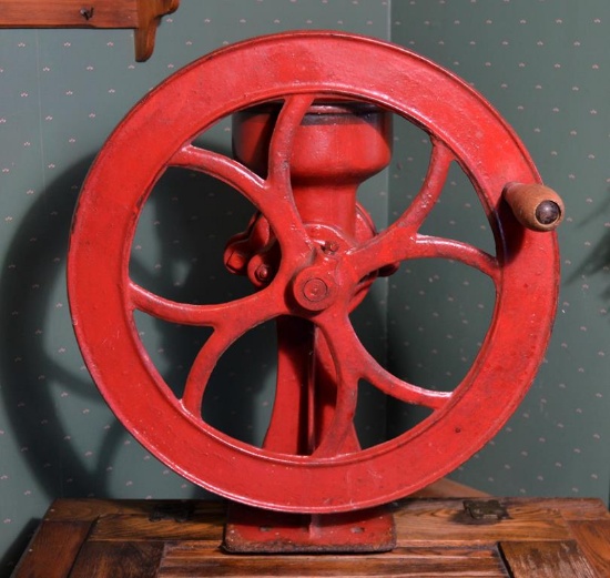 Antique Red Painted Coffee Mill, No. 2