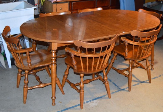 Vintage Ethan Allen Cherry Oval Dinette Table w/ 2 Extension Leaves, Laminate Top