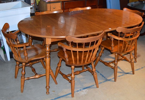 Set of 6 Ethan Allen Maple Windsor Style Nutmeg Finish Cherry Dining Chairs