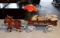 Cast Iron Toy Vegetable Wagon and Horses