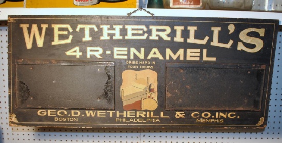 Antique Wetherill's  4R-Enamel Paint Wooden Advertising Sign