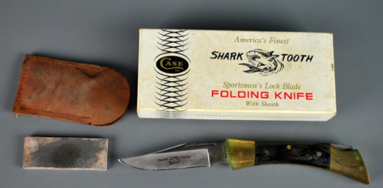 Vintage Case Shark Tooth Sportsmen's Lock Blade Knife in Original Box & Whet Stone  (No Sheath)