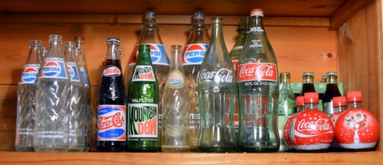 Lot of Miscellaneous Soda Bottle: Odd Sizes & Limited Editions, Coca-Cola & Pepsi