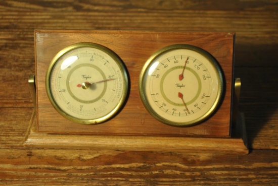 Vintage Mid-Century Modern Taylor Desk Barometer, Hygrometer & Thermometer, Made in USA
