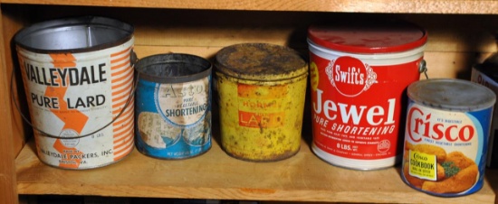 Lot of Old Lard / Shortening Cans