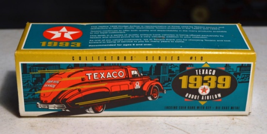 1993 Texaco Die-Cast Replica of 1939 Dodge Airflow Tanker Bank w/ Key and Original Box