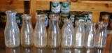 Lot of 8 Vintage Smaller Volume Glass Milk Bottles