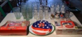 Lot of Miscellaneous Coca-Cola Glasses, Plastic Plates, 1997 & 1998 Gift Sets