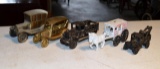 Lot of 5 Vintage Cast Iron Toy Trucks, Wrecker and Milk Wagon