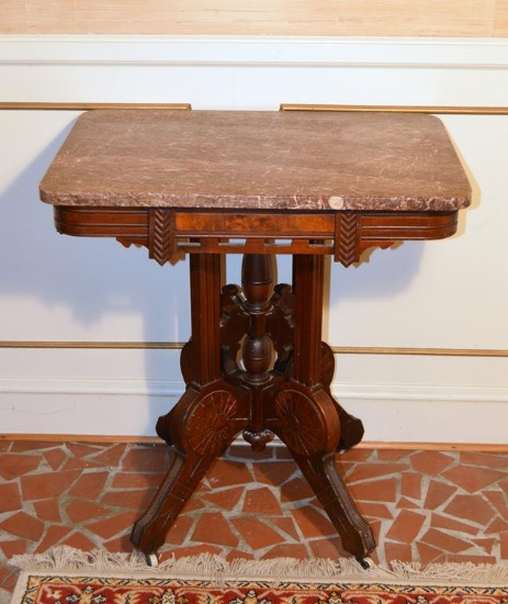 Antique Eastlake Marble Top Side Table