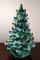 Vintage Ceramic Tabletop Christmas Tree Lamp w/ Colored Lights