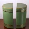 Gilt Embossed Green Leather Bookends