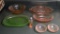 Lot of Pink and Green Depression Glass