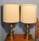 Pair of Antiqued Finish Brass Table Lamps