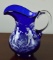 Vintage Cobalt Blue Mary Gregory Glass Cream Pitcher