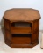 Light Cherry Octagonal End Table w/ Two Shelves, Panelled Corners, Cross Pattern On Top