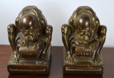 Pair of Godinger Silver Arts Co Bronze Old Philosopher Scribe Bookends