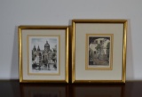 Pair of Artist Signed Tinted Art Prints
